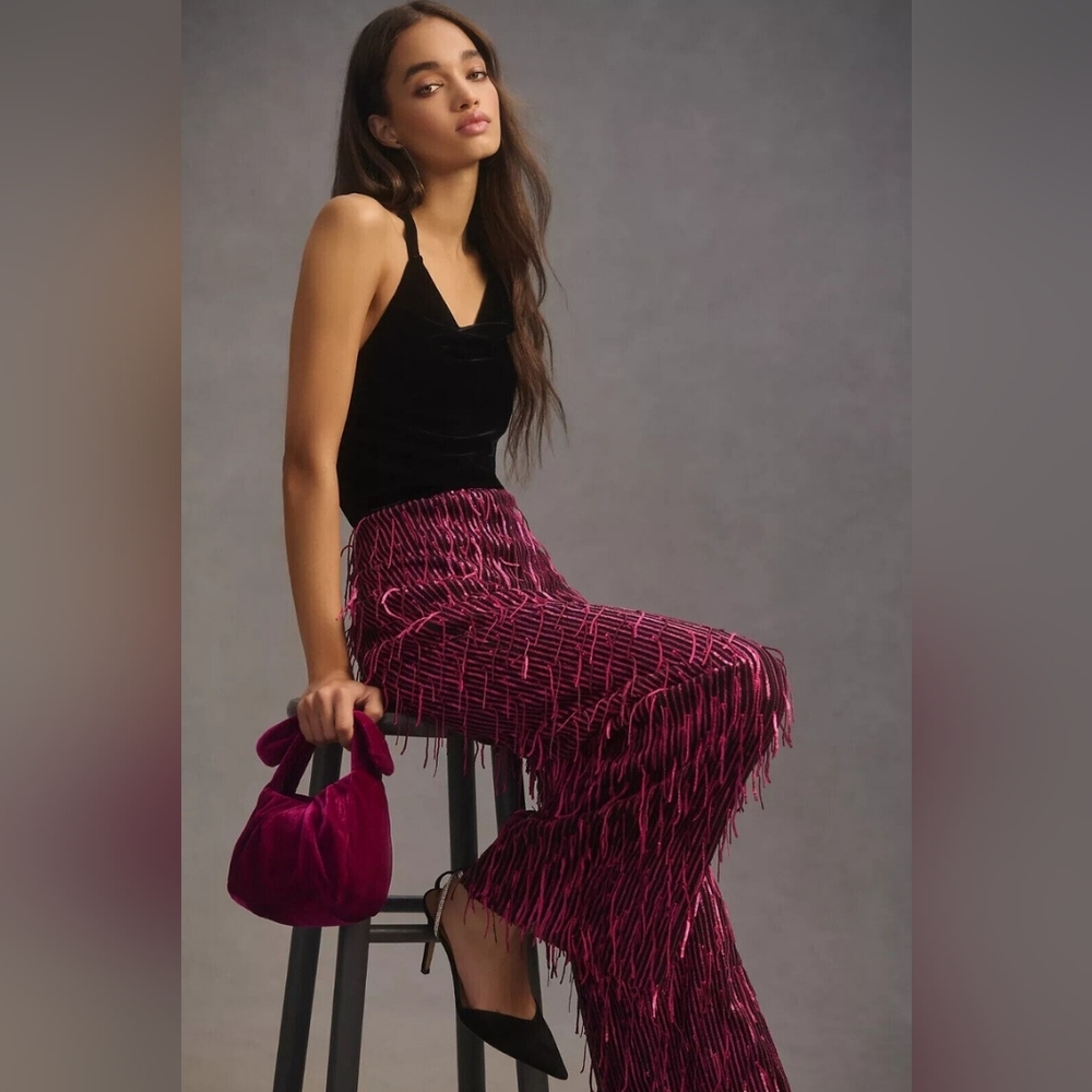 Maeve Sequin Fringe Wide Leg Pants!